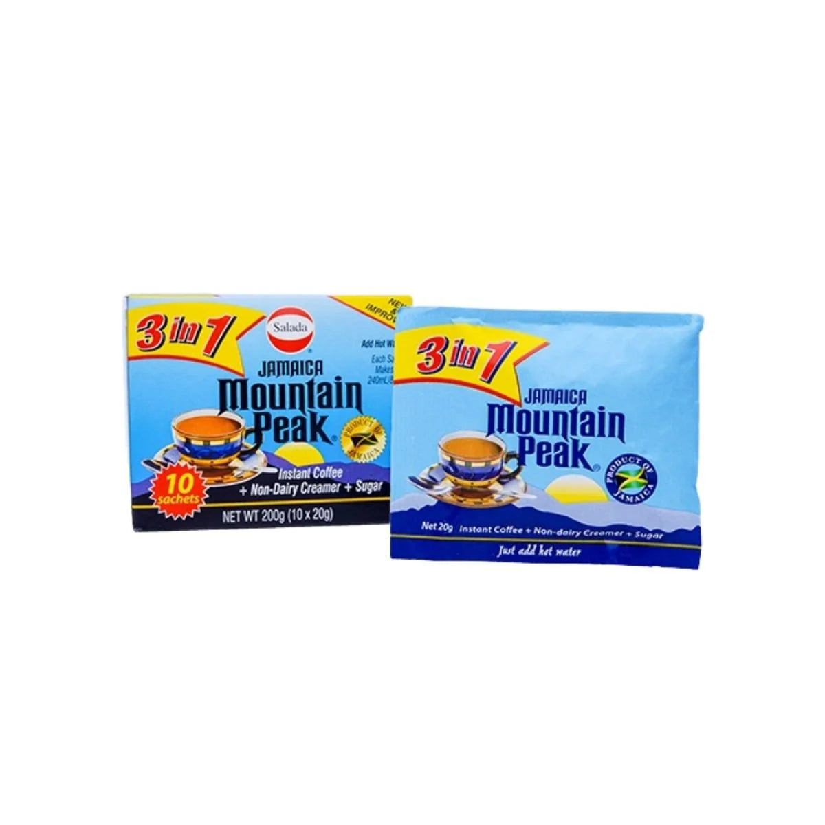 Jamaica Mountain Peak 3-in-1 Instant Coffee + Creamer + Sugar, (10 sachets)